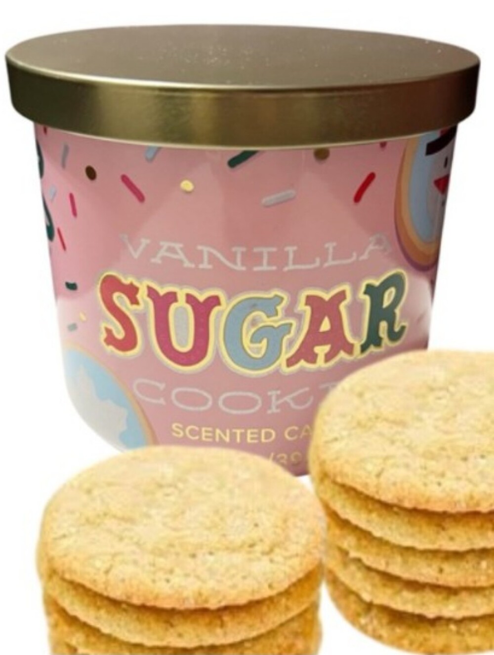 Vanilla Sugar Scented 3 Wick Candle - Pink Jar with Gold Lid Long Lasting New